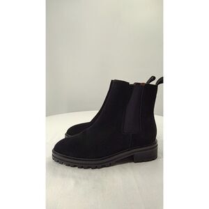 Quince Women Suede Chelsea Boot Black Shoes 6